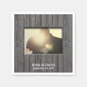 Serviette En Papier Rustic Barn Wood Mariage photo personnalisé