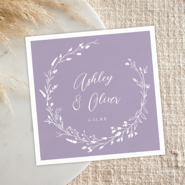 Serviette En Papier Rustic Boho Lavender Fleur sauvage Mariage botaniq (Créateur téléchargé)