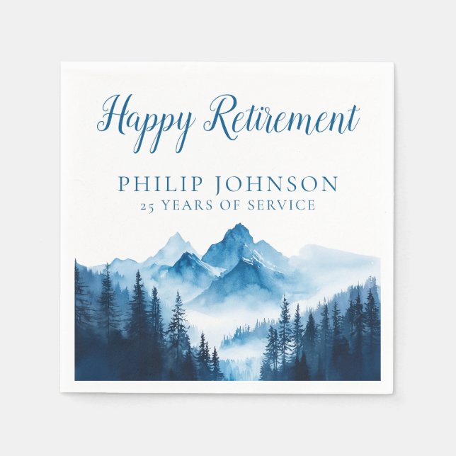 Serviette En Papier Rustic Boho Watercolor Mountains Parti de retraite (Devant)