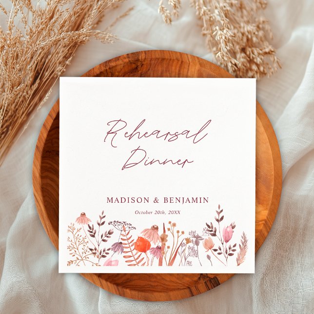 Serviette En Papier Rustic Boho Widlflowers Rehearsal Dinner Wedding (Créateur téléchargé)