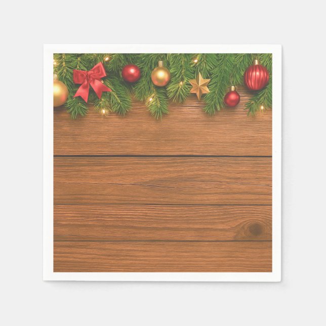 Serviette En Papier Rustic Christmas Paper Napkins – Festive Holiday (Devant)