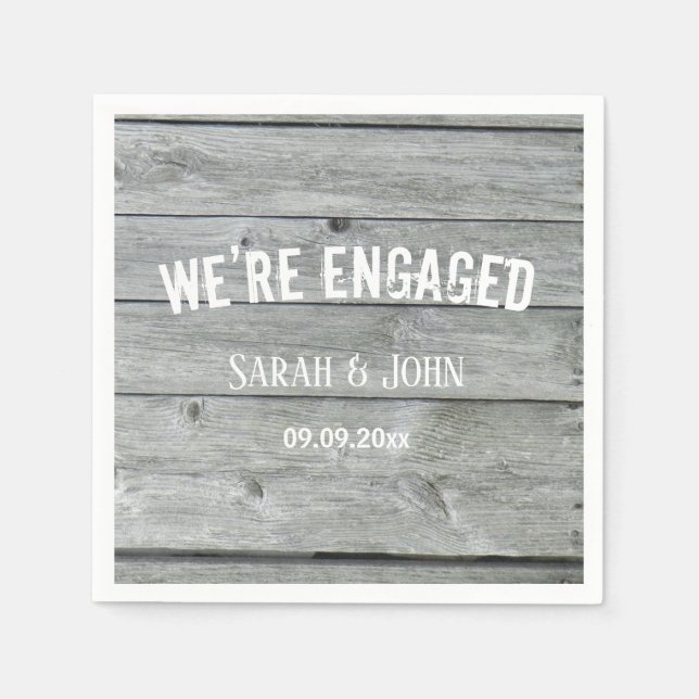 Serviette En Papier Rustic Country Barn Nous sommes engagés Grey Party (Devant)
