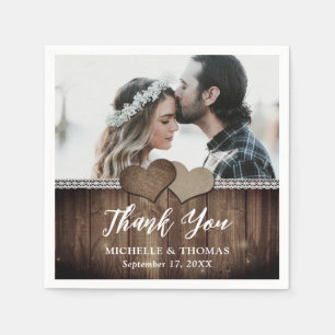 Serviette En Papier Rustic Country Bois Burlap Dentelle Mariage Photo