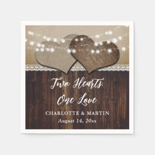 Serviette En Papier Rustic Country Bois Burlap et Mariage de dentelle