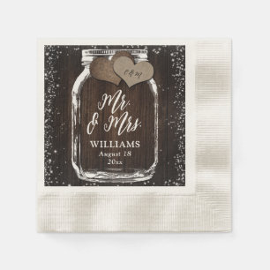 Serviette En Papier Rustic Country Mason Jar Wood Mr & Mrs Mariage