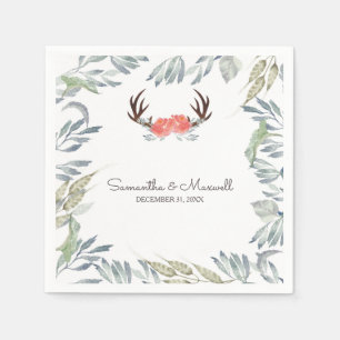 Serviette En Papier RUSTIC Deer Antler et la verdure, Pêche