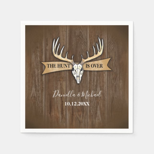 Serviette En Papier Rustic Deer Antlers Crâne Mariage La chasse est te (Devant)
