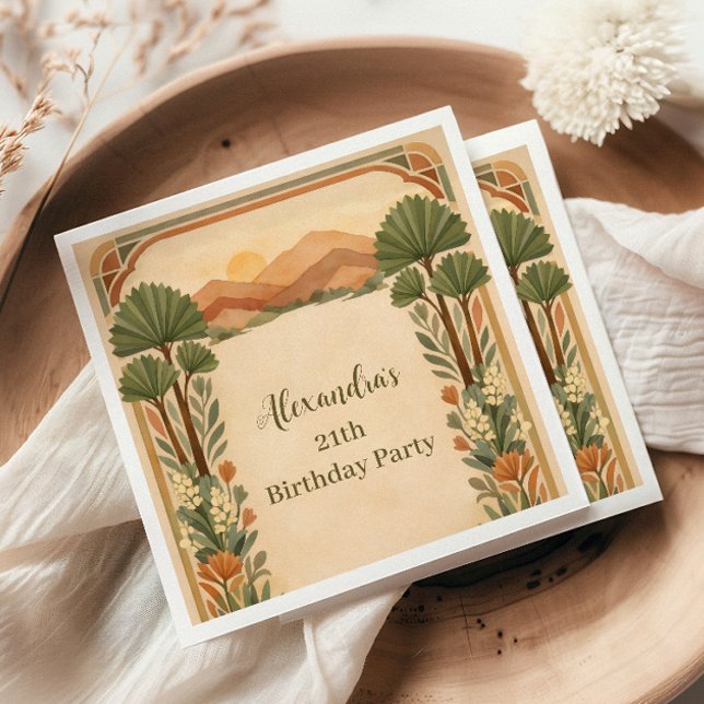 Serviette En Papier Rustic Desert Florals Birthday (Créateur téléchargé)