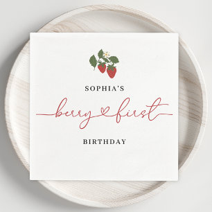 Serviette En Papier Rustic Elegant Girl's Berry Première fête d'annive