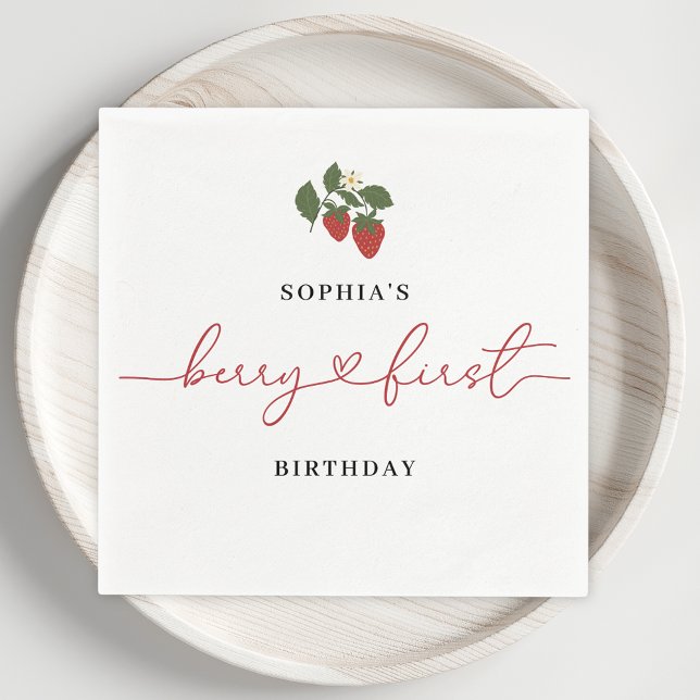 Serviette En Papier Rustic Elegant Girl's Berry Première fête d'annive (Créateur téléchargé)