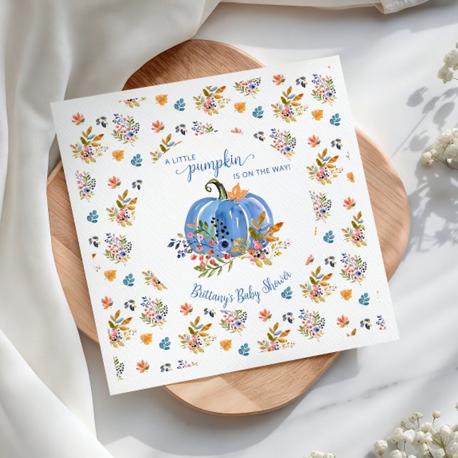 Serviette En Papier Rustic Fall Blue Pumpkin Baby Shower (Créateur téléchargé)
