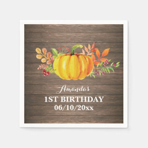 Serviette En Papier Rustic Fall Citrouille Anniversaire de fête Napkin