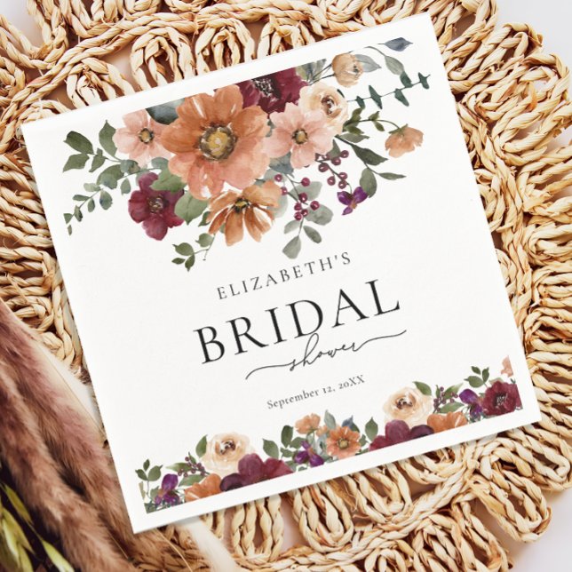 Serviette En Papier Rustic Fall Floral Mariage (Créateur téléchargé)