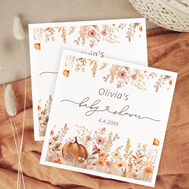 Serviette En Papier Rustic Fall Meadow Petit Papier Citrouille Napkin (Créateur téléchargé)