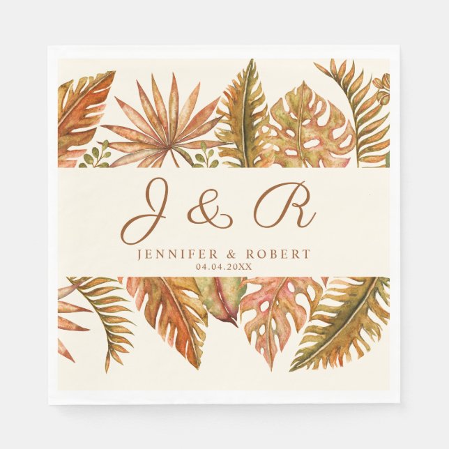 Serviette En Papier Rustic Fall quitte Monogram Mariage Napkin (Devant)
