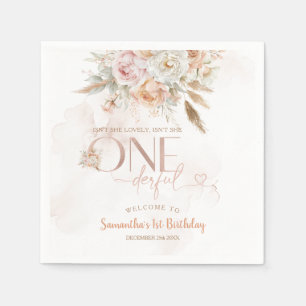 Serviette En Papier Rustic Floral n'est-elle pas Onederful Birthday Pa