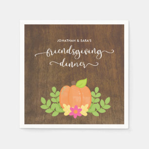 Serviette En Papier Rustic Friendsgiving Citrouille et verdure