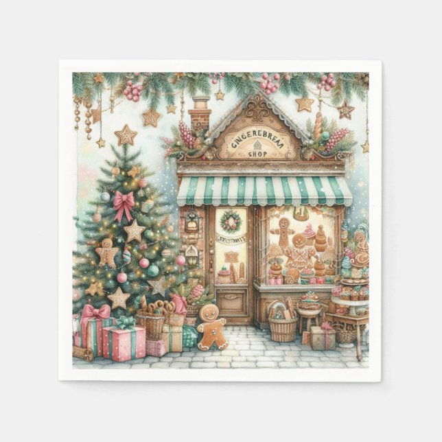 Serviette En Papier Rustic Gingerbread Shop Napkins (Devant)