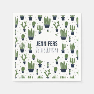 Serviette En Papier Rustic Green Cactus Motif du désert Anniversaire