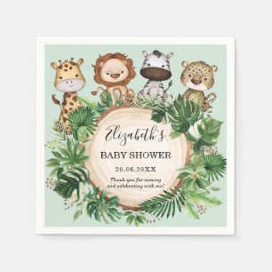 Serviette En Papier Rustic Jungle Safari Animaux Baby shower verdoyant