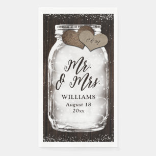 Serviette En Papier Rustic Mason Jar Barn Wood Mr & Mrs Mariage