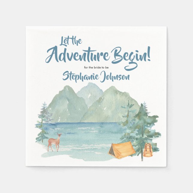 Serviette En Papier Rustic Mountains Fête des mariées d'aventure (Devant)