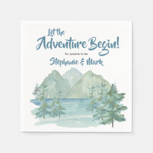 Serviette En Papier Rustic Mountains Watercolor Baby shower d'aventure