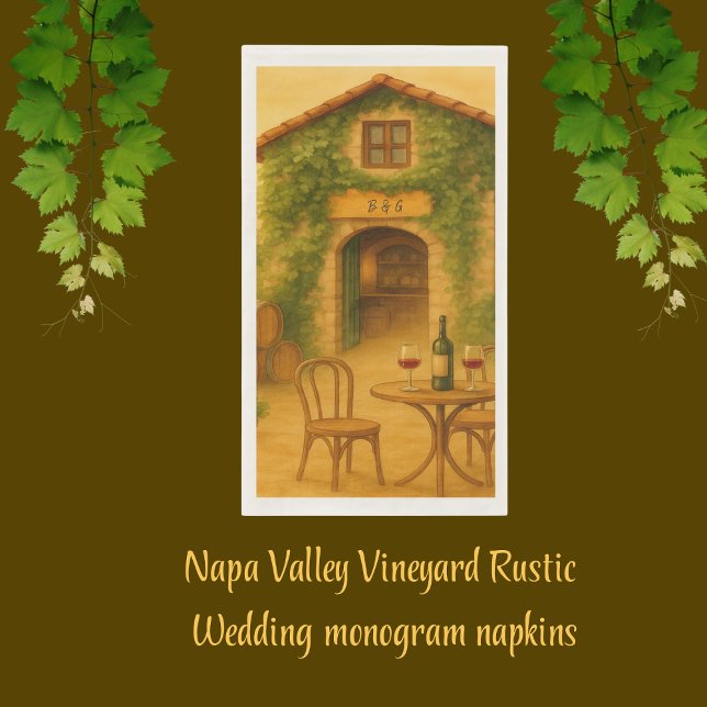 Serviette En Papier Rustic Napa Valley Vineyard Mariage d'or (Créateur téléchargé)