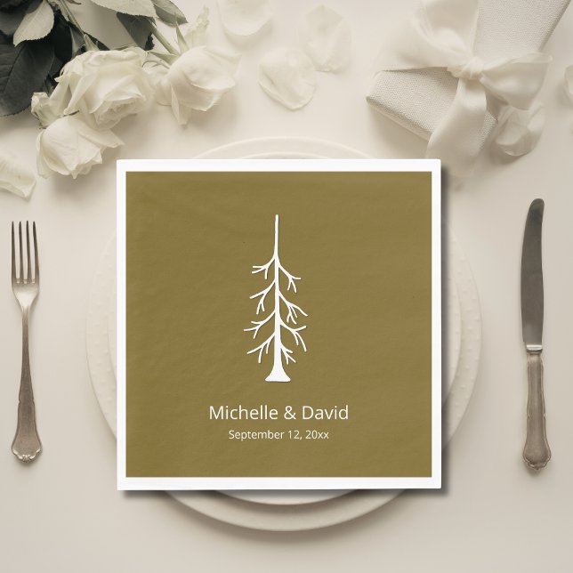 Serviette En Papier Rustic Pine Tree Woodland Casual Wedding Brown (Créateur téléchargé)