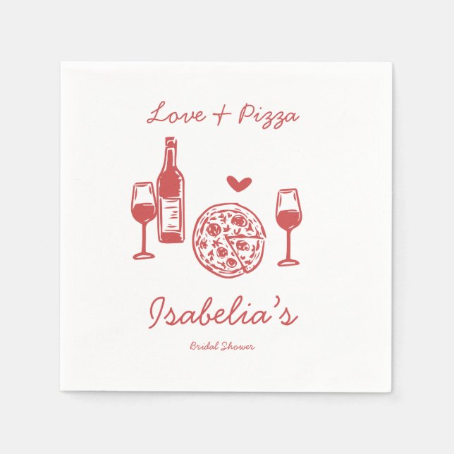 Serviette En Papier Rustic Pizza & Wine Bridal Shower (Devant)
