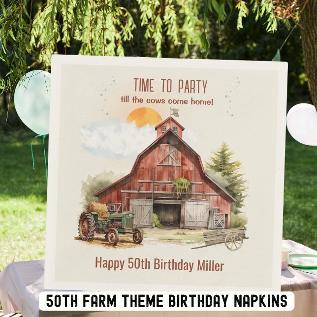 Serviette En Papier Rustic Red Grange ferme Anniversaire Tractor Party (Créateur téléchargé)