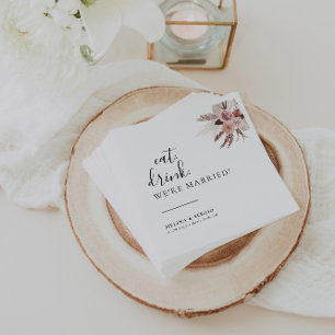 Serviette En Papier Rustic Rose Gold Mange Boire Nous sommes mariés Ma