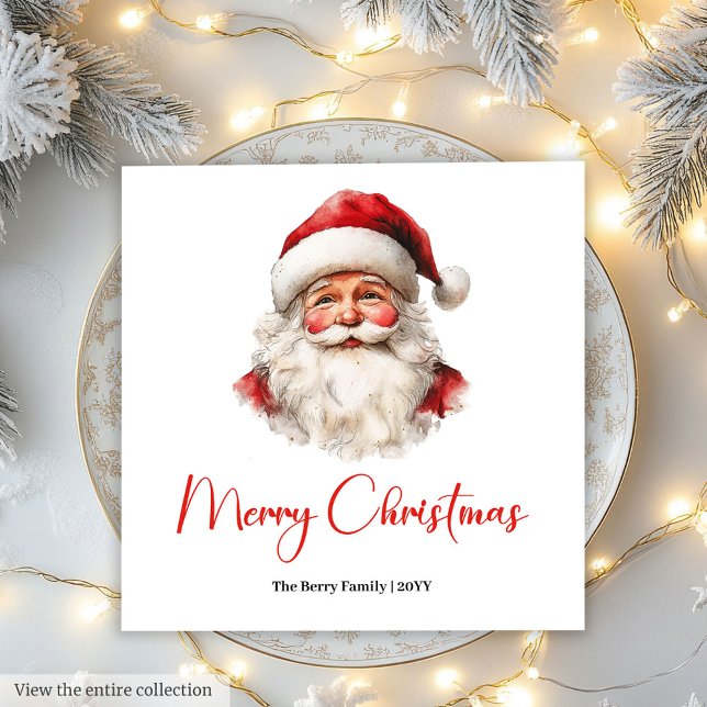 Serviette En Papier Rustic Santa Claus Traditional Red Green Dinner  (Rustic Santa Claus Traditional Red Green Dinner Napkin)