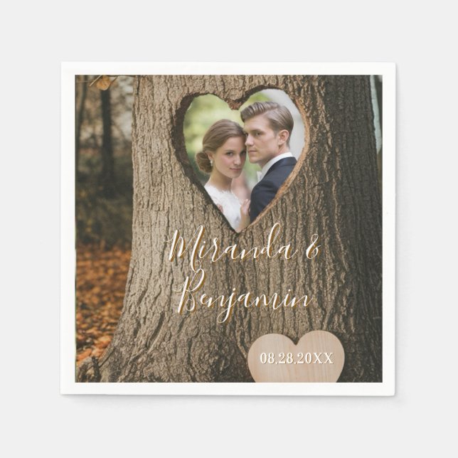 Serviette En Papier Rustic Tree Bark Mariage photo (Devant)
