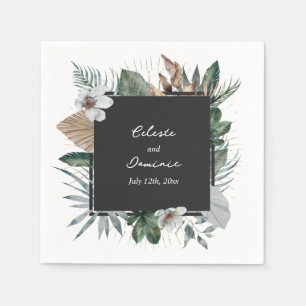 Serviette En Papier Rustic Tropical Palm Feuille Mariage botanique