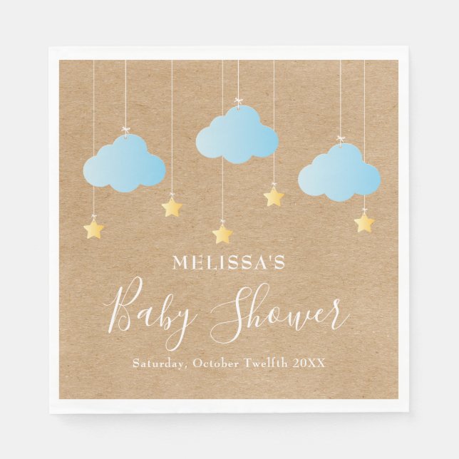 Serviette En Papier Rustic Twinkle Twinkle Baby Boy Shower / Sprinkle (Devant)