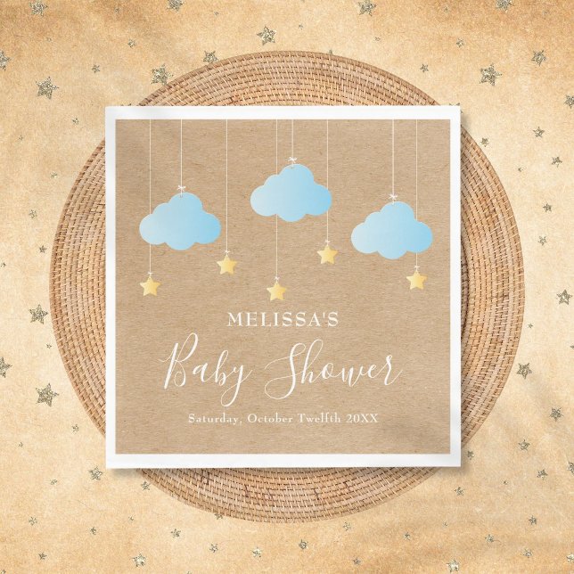 Serviette En Papier Rustic Twinkle Twinkle Baby Boy Shower / Sprinkle (Rustic Boho Twinkle Twinkle Boy Baby Shower Napkins)