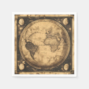 Serviette En Papier Rustic Vintage World Map Globe (6)