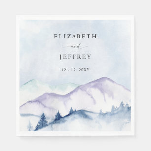 Serviette En Papier Rustic Watercolor Mountains Outdoor Pine Mariage