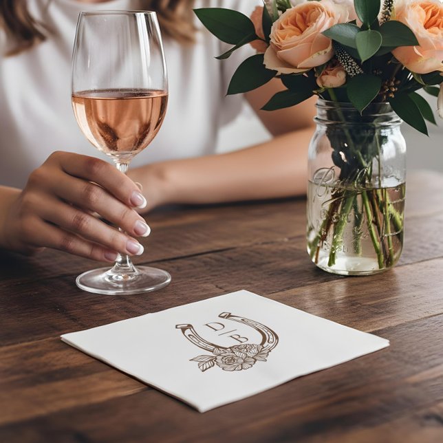 Serviette En Papier Rustic Western Horseshoe Custom Monogram Wedding (Rustic Western Horseshoe Custom Monogram Wedding Napkins)