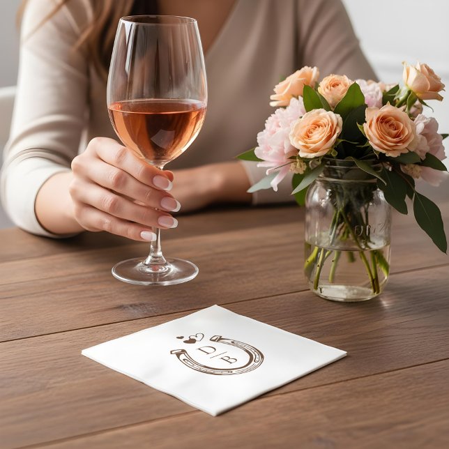 Serviette En Papier Rustic Western Horseshoe Custom Monogram Wedding (Rustic Western Horseshoe Custom Monogram Wedding Napkins)