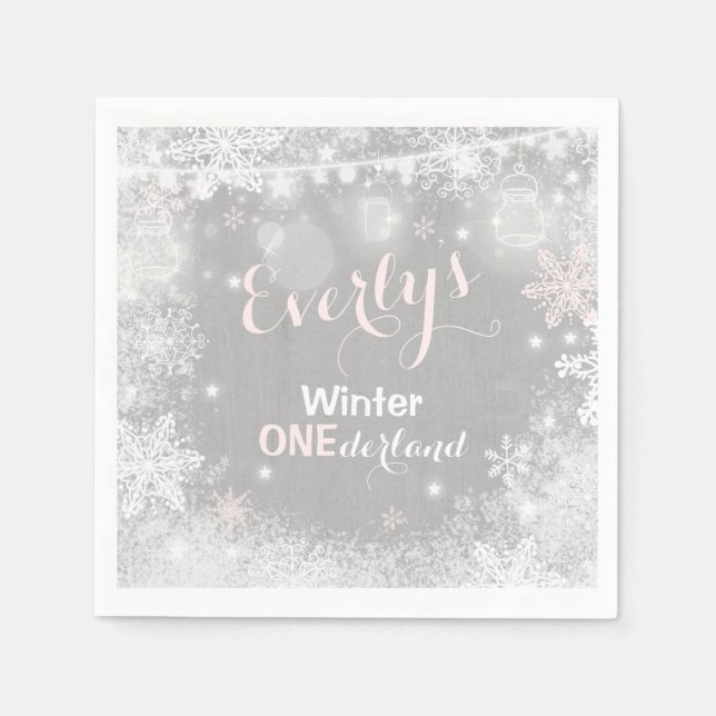 Serviette En Papier Rustic Winter ONE derland Party Napkin (Devant)