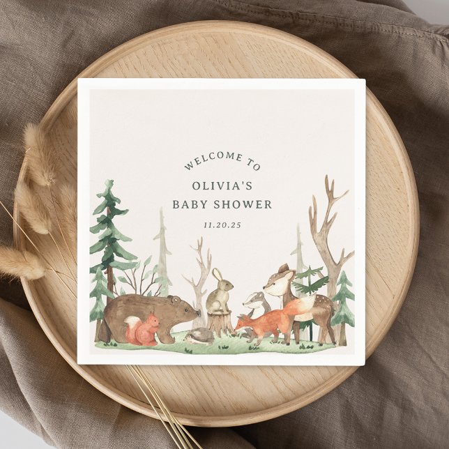 Serviette En Papier Rustic Winter Woodland Baby Shower (Créateur téléchargé)