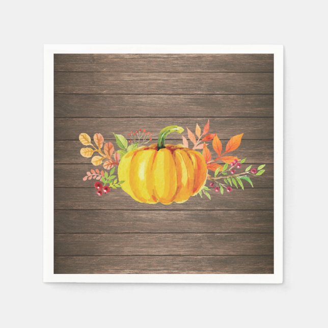 Serviette En Papier Rustique aquarelle automne Citrouille automne (Devant)