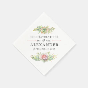 Serviette En Papier Rustique Aquarelle Succulent Cactus du désert Mari