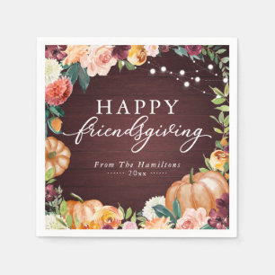 Serviette En Papier Rustique Automne Floral Friendsgiving Dîner Napki