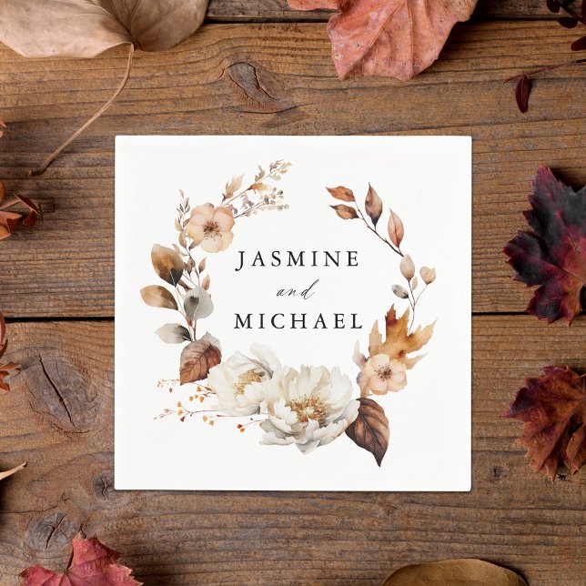 Serviette En Papier Rustique Automne Floral Mariage (Créateur téléchargé)