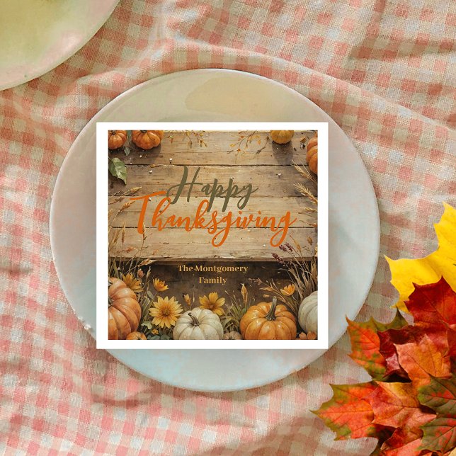 Serviette En Papier Rustique Automne Style Ferme Thanksgiving (Créateur téléchargé)