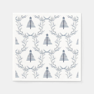 Serviette En Papier Rustique Bleu Forêt d'hiver Nordic Scandi Noël