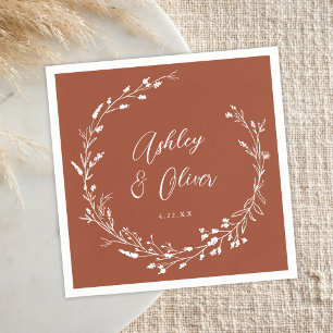 Serviette En Papier Rustique Boho Terracotta Fleur sauvage Floral Mari
